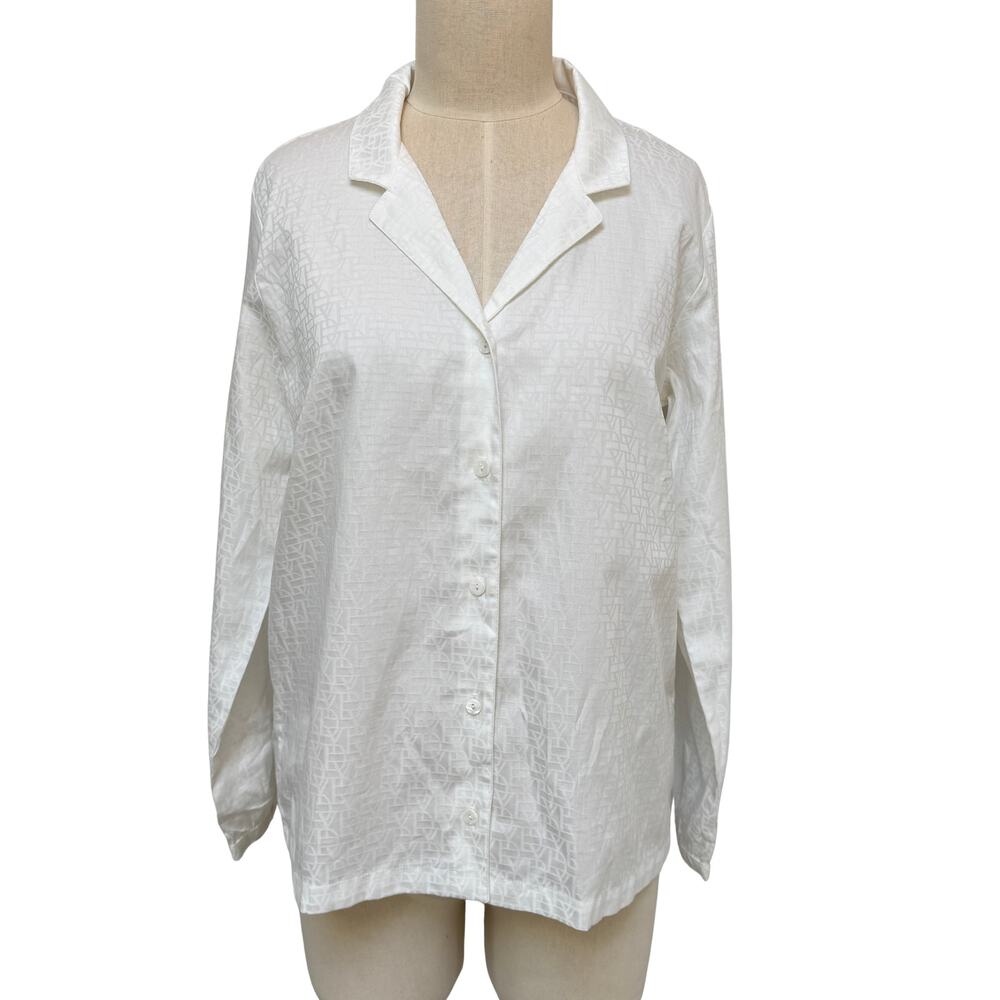 Yves Delorme Paris Sleepwear Night Shirt Signature Print White Medium